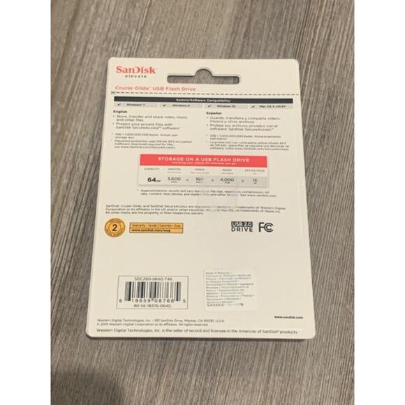 SanDisk Cruzer Glide Flash Drive 64GB USB 2.0 - Picture 2 of 2